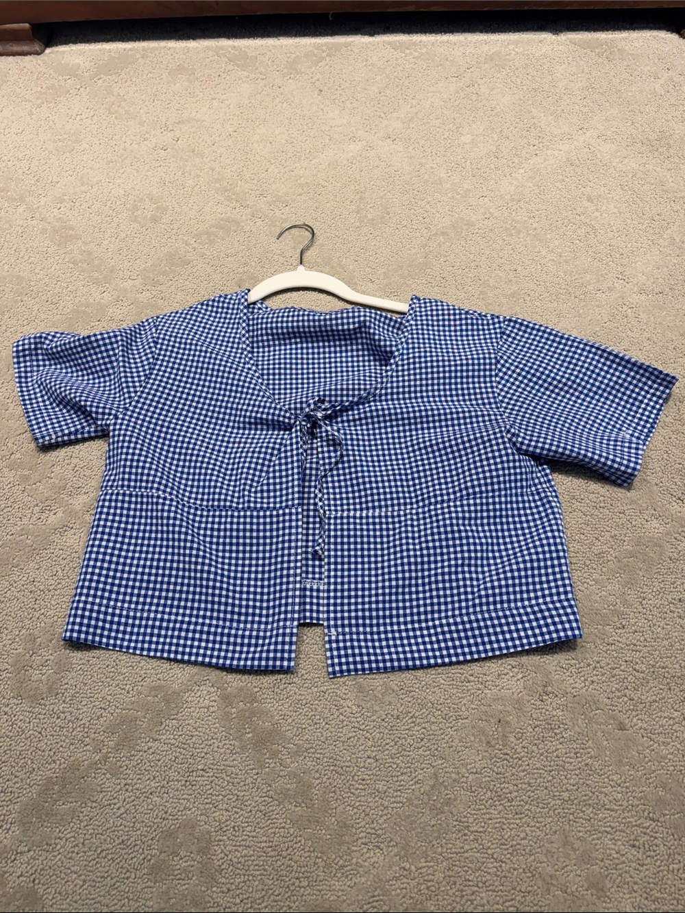 Blue Gingham Tie-Front Top